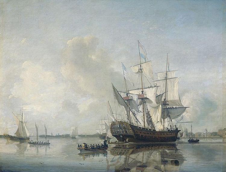 Nicolaas Baur Frigate 'Rotterdam' on the Meuse before Rotterdam oil painting image